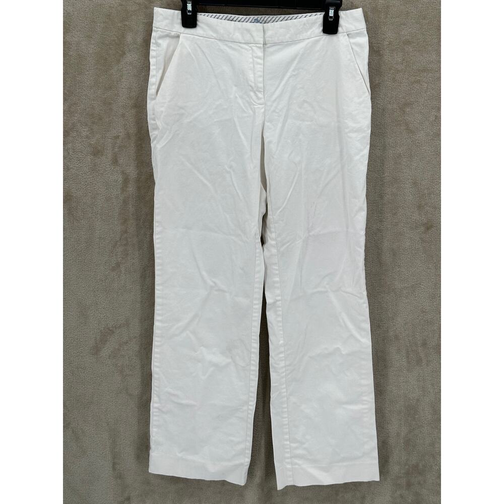 Brooks Brothers Red Fleece Pants Womens 8 White Cotton Stretch Chino Casual Work